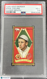 1911 T205 Gold Border Eddie Collins Closed Mouth PSA 3.5
